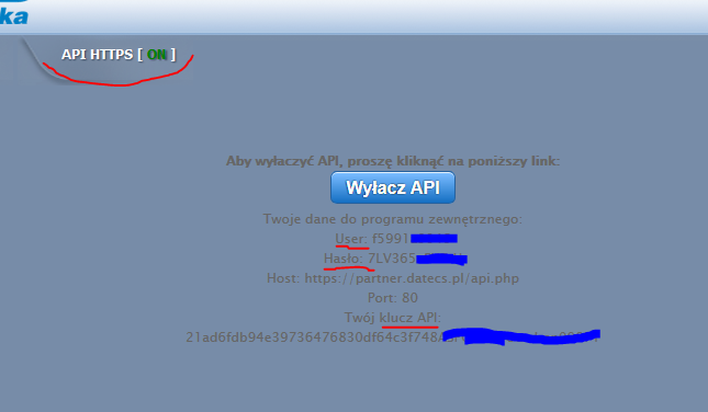 API na stronie partner