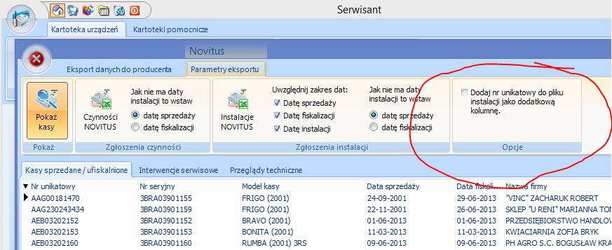 dodatkowa opcja nr unikatowy