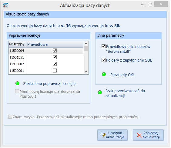 Rys. 3. Wybieranie serwisantów. walidacja aktualizacji
