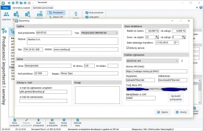 Konfiguracja Serwisanta do wysyłania danych za pomocą API Novitus S.A.